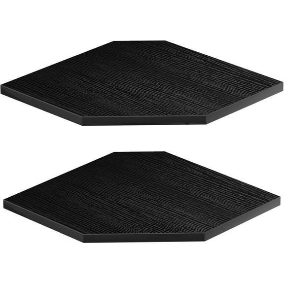 YZCorner Shelves, 12 Inch Corner Shelf Wall Mounted with Wire Hole, 2 Tier 13.3 Inch Deep Wooden Corner Hanging Shelving for Wall Storage, for Speaker, Cable Box, Black