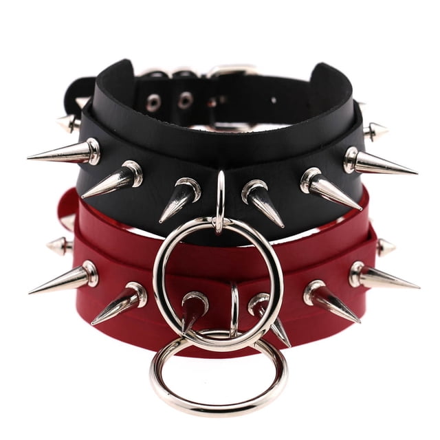 RV O Ring Punk Goth Metal Spike Collar de cuero tachonado para hombres y mujeres Sailing Electrónica