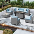 thumbnail image 7 of SUNCROWN Outdoor Patio Furniture Set 8 Piece Outdoor Sectional Sofa Grey Wicker Conversation Sofa Set with Coffee Table, Cushions and Fire Pit Table, Haze Blue, 7 of 7