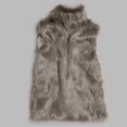thumbnail image 2 of Women's Faux Fur Vest - Stand Collar Warm Outerwear Gilet, Coffee Brown, XL, 2 of 3