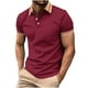 thumbnail image 2 of Camisas Elvqul Hombre Casual Manga Corta Vino Liso con Solapa Botones, 2 of 3
