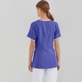 thumbnail image 3 of Ktyne Blouses Médicales pour Femmes Col en V Manches Courtes Extensibles Mode avec Poche Violet m, 3 of 4