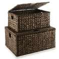thumbnail image 3 of Casafield Set of 2 Water Hyacinth Storage Baskets (Medium/Large),  Multipurpose Organizer Rectangular Totes with Removable Lids, 3 of 7