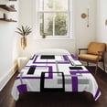 thumbnail image 4 of Purple Black Geometric Tapestry for Bedroom Wall Hanging Tapestry, Minimalist Stripes Abstract Art Ceiling Backdrop Tapestries Poster Blanket Wall Decor for Teens Room Living Room Dorm 59" x 79", 4 of 8