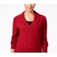 thumbnail image 2 of Karen Scott Women's Cotton Marled Shawl-Collar Sweater Red Size Large, 2 of 3