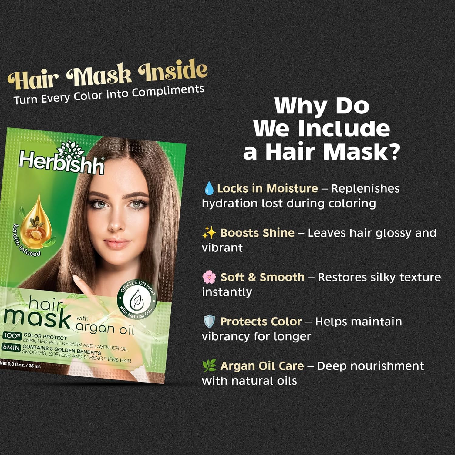 Herbishh Hair Color Shampoo - Magic Dye for Gray Hair, Lasting Color in Minutes - 1000 Ml, 3-In-1, Ammonia-Free (Dark Coffee)