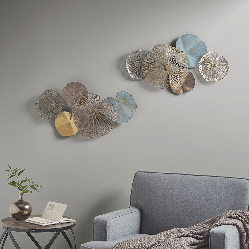 MAYEERTY Multi-Colored Lily Pad Leaves 2-Piece Metal Wall Decor Set