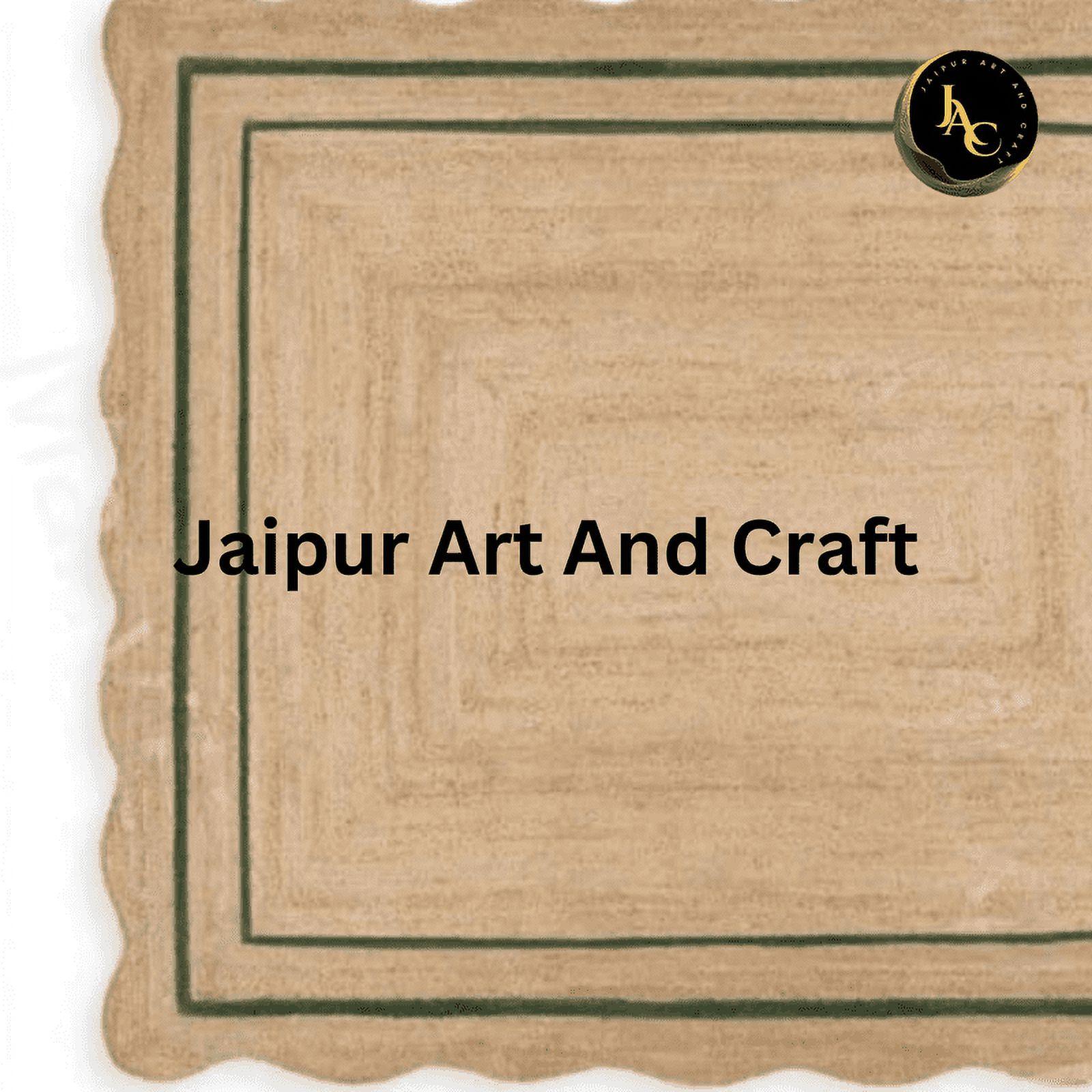 Jaipur Art And Craft Scallop Rectangle Bohemian Green, Brown Jute Area Rug (2x6 Sq ft)