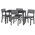 thumbnail image 2 of TWM National 5 Piece, Adult Mid-Century High Back Rubberwood Dining Table with Chair, Black, 2 of 6