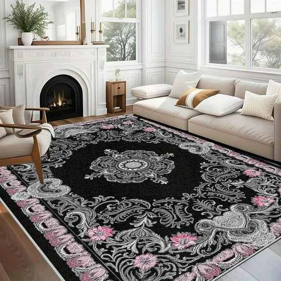 1PC Floral Patterned Area Rug Local Carpet, Lightweight Washable Easy-to-Tidy Rug Mat Festival Gift, Suitable for Living Room, Bedroom, Dining Room, Bathroom, Office, Room Accessones