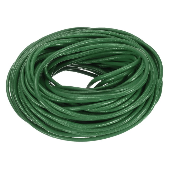 Unique Bargains 20 Yards Cordon de Laçage en Cuir Rond 3mm pour Bricolage, Vert Foncé