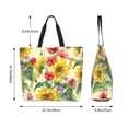 thumbnail image 5 of Pofeuu Sunflower Cornflower Poppy Print Reusable Grocery Bags - Washable, Foldable, Packable Tote, Large Handles, Heavy Duty, Zippered Top Pouch, 5 of 8