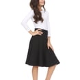 thumbnail image 5 of BGDK Girls’ Premium Stretch A-Line Panel Skirt – Knee-Length A-Line Fit in Smooth, Supportive Lycra Fabric Black 8, 5 of 6