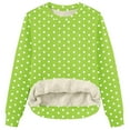 thumbnail image 5 of ZHYou Womens Polka Dot Sherpa Fleece Lined Sweatshirts Long Sleeve Crew Neck Casual Warm Cropped Tops,Green,L, 5 of 5
