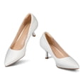 thumbnail image 2 of LuckLilac Women's Pumps 2.1inch Shoes Slip-Resistant Dress Shoes, Low Kitten Heel, Pointy Toe, White,9M, 2 of 5