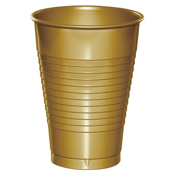 Glittering Gold 12 oz Plastic Cups for 20 Guests