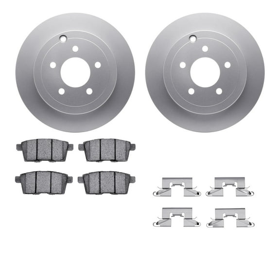 Dynamic Friction Company Rear Geospec Brake Rotors with 5000 Advanced Brake Pads includes Hardware 4512-99090
