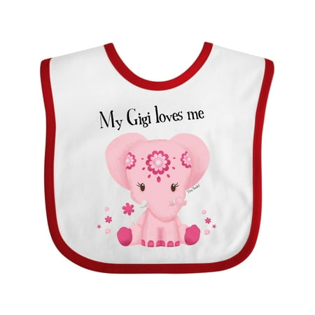 

Inktastic Aditi My Gigi Loves Me Pink Elephant Beautiful Gift Baby Girl Bib