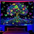 thumbnail image 4 of Blacklight Tree of life Tapestry, Glow In The Dark Tree UV Reactive Wall Hanging Tapestries Home Decor, Fantasy Forest Aesthetic Plant for Bedroom Living Room Dorm Wall Art Tapestry 60X40IN, 4 of 6