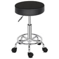 thumbnail image 5 of Hassch 13-Inch Round Rolling Stool with Wheels, 360° Swivel Backless Chair w/ Padded Seat and Chrome Plated Base, for Massage, Salon, Bar, Home, Office, Black, 5 of 10