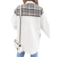 thumbnail image 5 of HUBERY Women Lapel Collar Plaid Spliced Long Sleeve Snap Button Pocket Jacket, 5 of 5