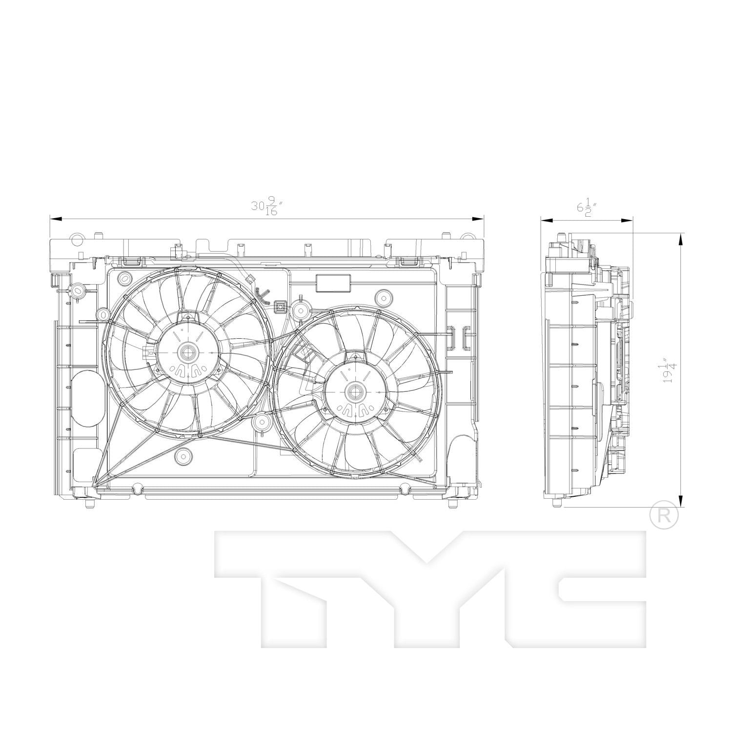 TYC 622310 Dual Radiator and Condenser Fan Assembly Fits select: 2010-2015 TOYOTA PRIUS, 2012-2017 TOYOTA PRIUS V