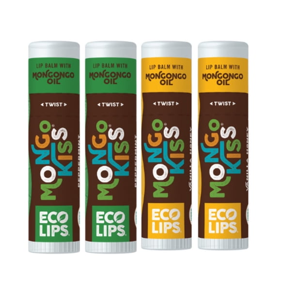 Bálsamo labial Eco Lips Mongo Kiss Organic, paquete de 4 unidades, USDA Organic