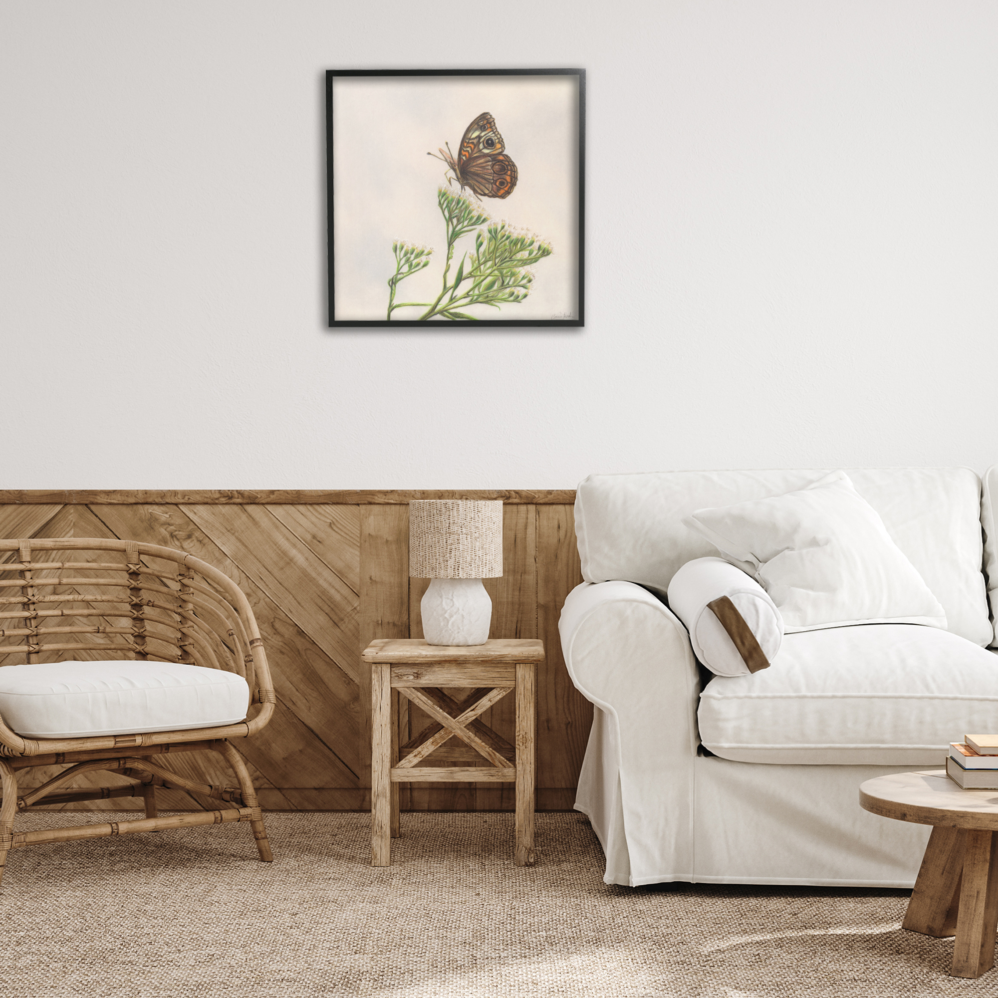 Stupell Industries Spring Offerings Butterfly Animals & Insects Painting Black Framed Art Print Wall Art, 24 x 24