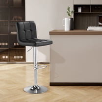 SAETSFEG Bar Stools, Thickened Seat Cushion Adjustable Swivel Bar Stool with Backrest, Counter Height PU Leather Bar Chairs for Kitchen Island, Dining Room, Black