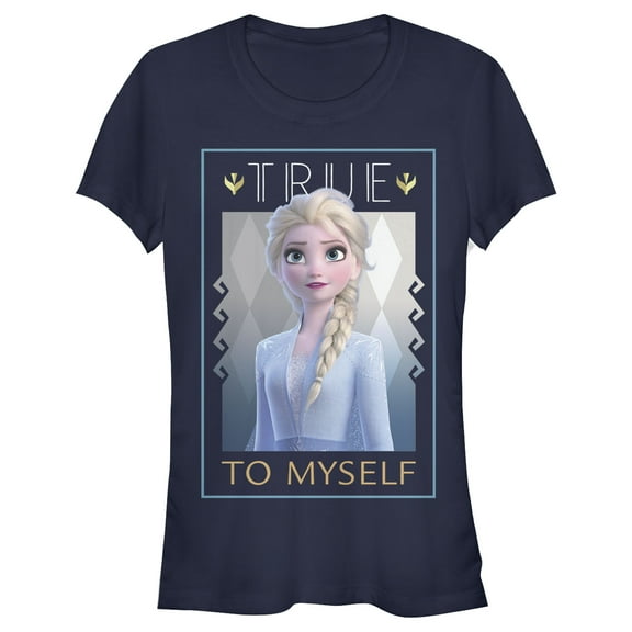 Junior's Frozen 2 Elsa True To Myself Poster Graphic Tee Navy Blue Large