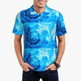 thumbnail image 3 of Balery Blue Shell Printed Men’s Short Sleeve Polo Shirt, Midweight Men's Shirt,Golf Polo shirts -Small, 3 of 9