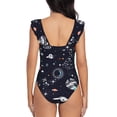 thumbnail image 5 of Goofa Galaxy2 Print Women's Ruffled One Piece Swimsuit V Neck, 5 of 7
