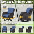 thumbnail image 4 of Patiobula Outdoor Patio Swivel Glider Chair Set of 2,All-Weather Rattan Swivel Rocking Lounge Chair with Removable Cushions for Patio Porch Pool,Brown/Navy, 4 of 11