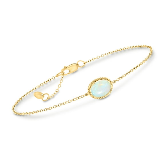 Ross-Simons Oval Opal Roped-Edge Bracelet in 14kt Yellow Gold, Women's, Adult