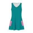thumbnail image 3 of Women's Cotton Blend Tank Dress V Neck Sleeveless Tunic A Line Swing Knee Length Solid Casual Sundress with Pocket Mint Green,M, 3 of 5