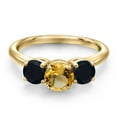 thumbnail image 3 of Gem Stone King 18K Yellow Gold Plated Silver Yellow Citrine and Black Onyx Engagement Ring for Women | 1.75 Cttw | Round 6MM | Gemstone November Birthstone | Size 9, 3 of 6