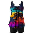 thumbnail image 5 of Srogem Tankini Swimsuits Two Piece Tummy Control Bathing Suits Blouson Swim Tank Top with Boy Shorts, 5 of 6