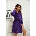 thumbnail image 4 of U2SKIIN Women Fleece Robe, Short Cozy Plush Robes for Womens Soft Shawl Collar Warm Spa Bathrobe（Dark Purple, Small-Medium）, 4 of 6