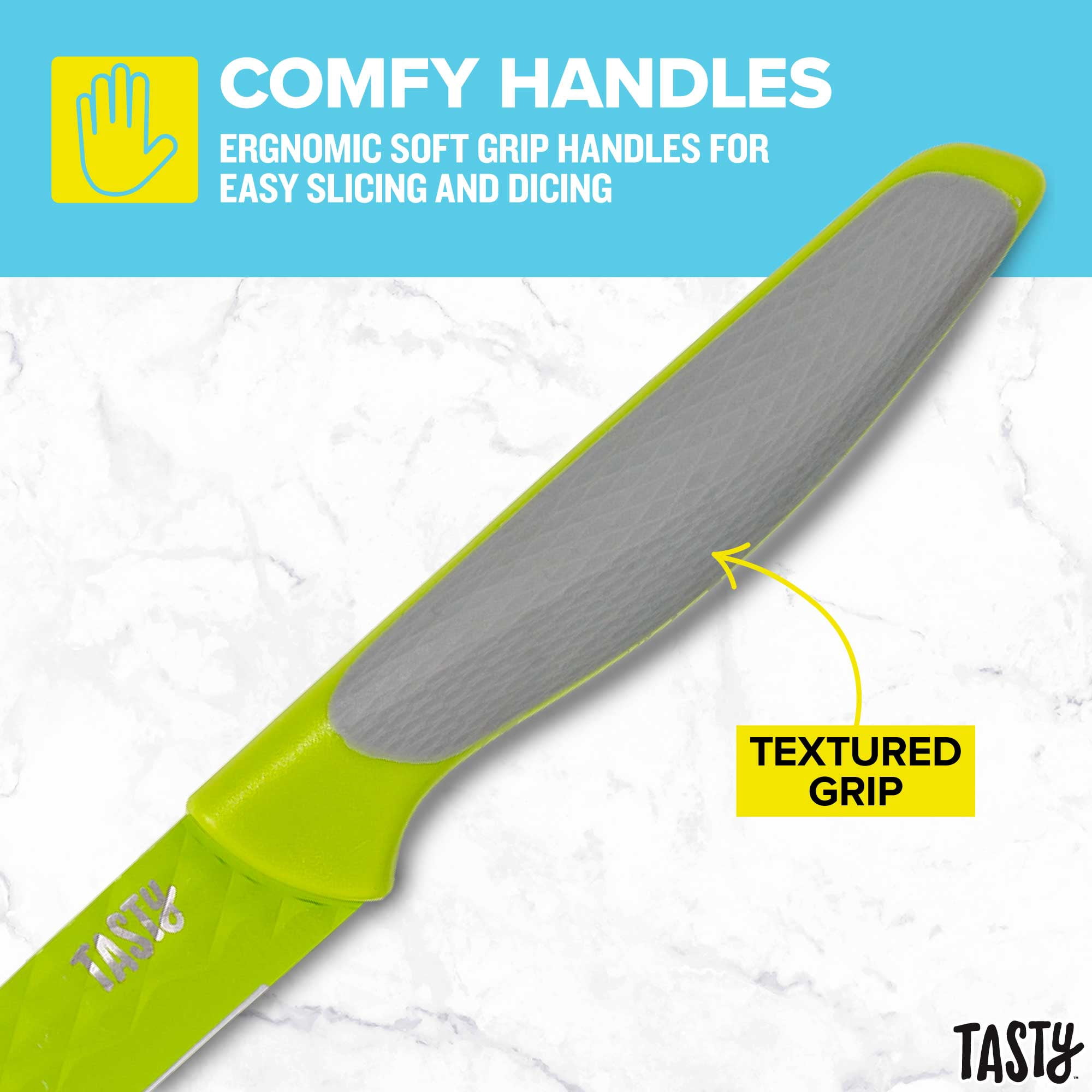 Tasty Cutlery Knife Set with Stainless Steel Diamond Texture Blades, 3 Piece