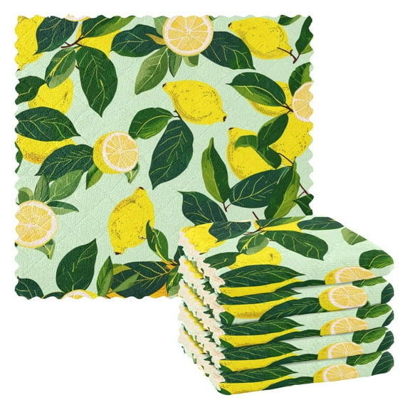 Ryvnso Lemons and Leaf Kitchen Towels Dish Clothes for Drying Dishes Cleaning Absorbent Set of 6