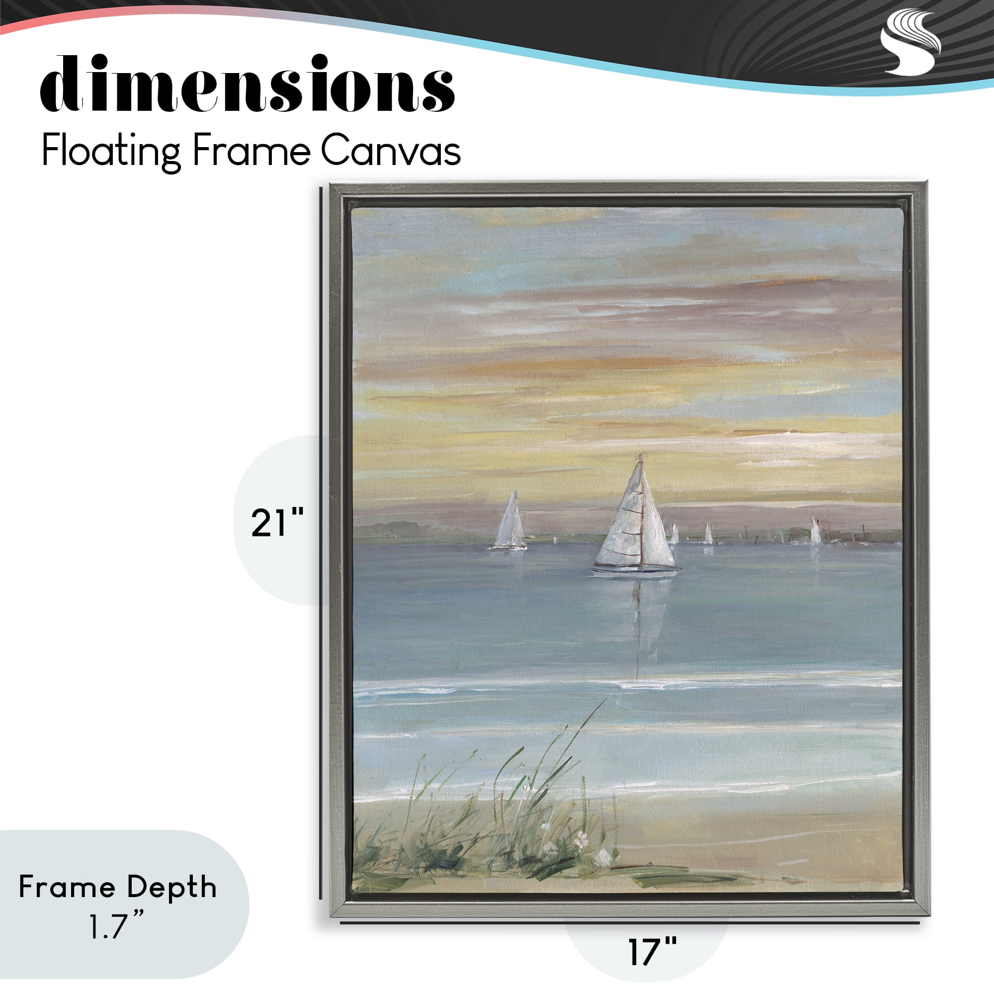 Stupell Industries Coastal Sailboats At Twilight Gray Framed Floater Canvas Wall Art, design by Sally Swatland