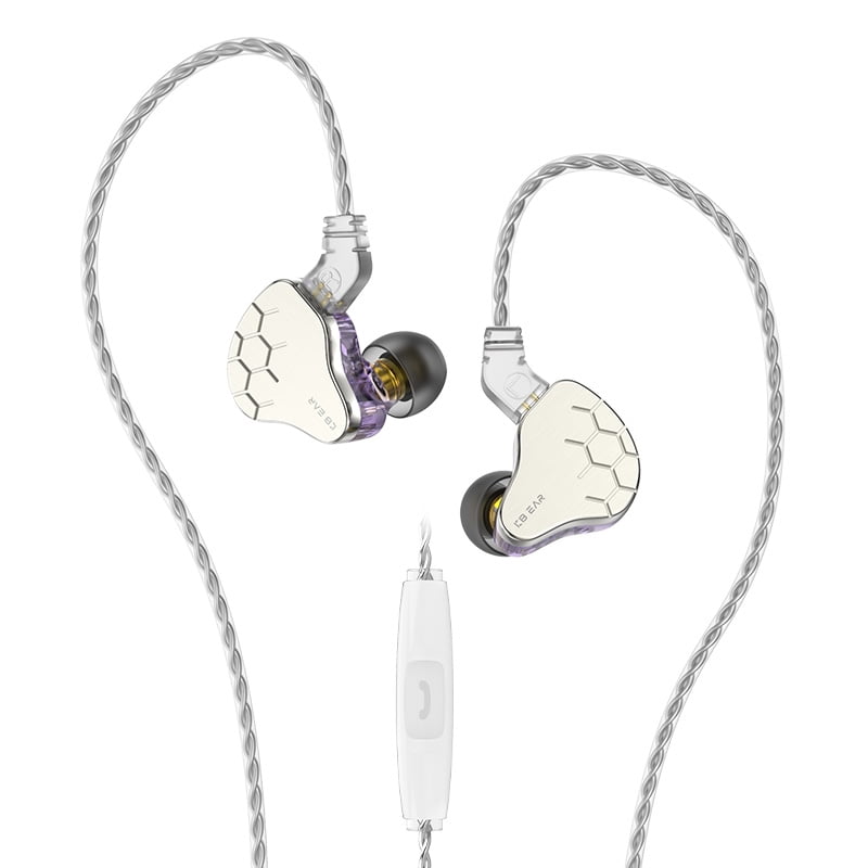 KBEAR Lark 1DD+1BA Hybrid Driver HiFi In Ear Monitor Headphones, Wired Earbuds, Silver‑Plated Detachable Cable, Zinc Alloy Shell IEM Earphones for Musicians Audiophiles
