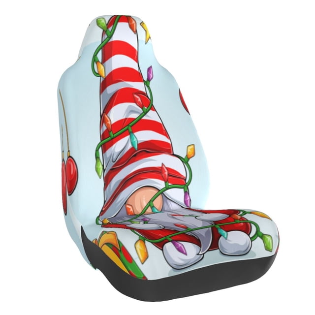 Balery Funny Christmas Gnome Funda de Asiento para Auto con Diseño - Cubierta Frontal Suave y Transpirable con Protector Antideslizante- 1 Unidad