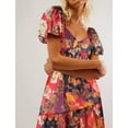 thumbnail image 2 of NJWS Women Floral Maxi Dress Short Puff Sleeve V Neck Bohemian Flowy Dress Smocked Casual Spring Summer Dresses, 2 of 4