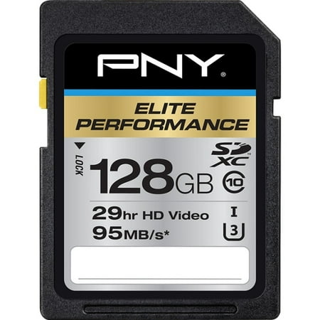 PNY P-SDX128U395-GE Elite Performance 128 GB High Speed SDXC Class 10 UHS-I, U3 Up to 95 MB/Sec Flash