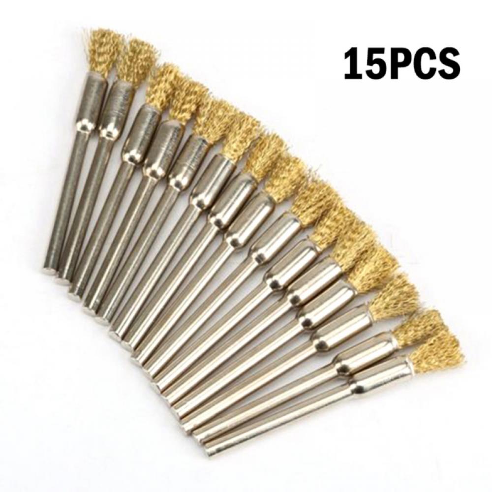 QRxue 15pcs Bore Brush Bronze Bore Brush Bore Cleaning Brush Set Wire Bore Brush Set Stainless Steel Cleaning Brush for Power Drill Impact Driver, Adult