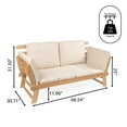 thumbnail image 3 of Hartley 2-Seat Modern Scandinavian Folding Wood Outdoor Day Bed Sofa, Beige/Light Teak, 3 of 9