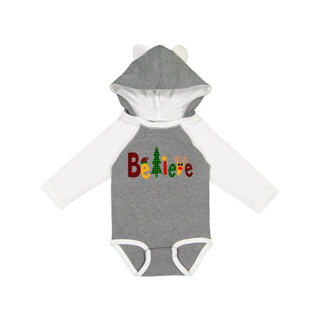 

Inktastic Believe Plaid Christmas Tree and Reindeer Boys or Girls Long Sleeve Baby Bodysuit