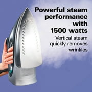 Hamilton Beach Professional Clothing Iron, Steam Iron for Clothes with Stainless Steel Soleplate, Silver