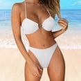 thumbnail image 2 of JAKANYQ Women'S Solid Color Three Flower With Steel Support And Swim Bra Pad Split Swimsuit Unique Back Design Swimsuit, L, 2 of 9